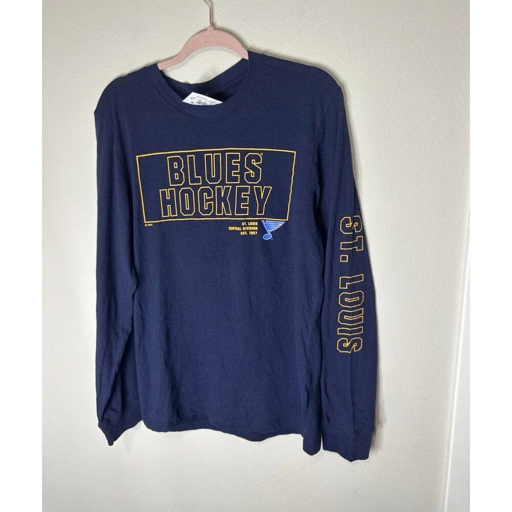 St. Louis Blues NHL Long Sleeve Shirt Blue Size S Officially Licensed